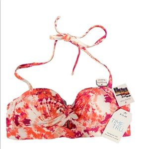 NWT- Time and Tru tie dye bandeau bikini top